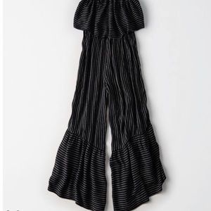 American Eagle Overlay Tube Top Jumpsuit Striped
